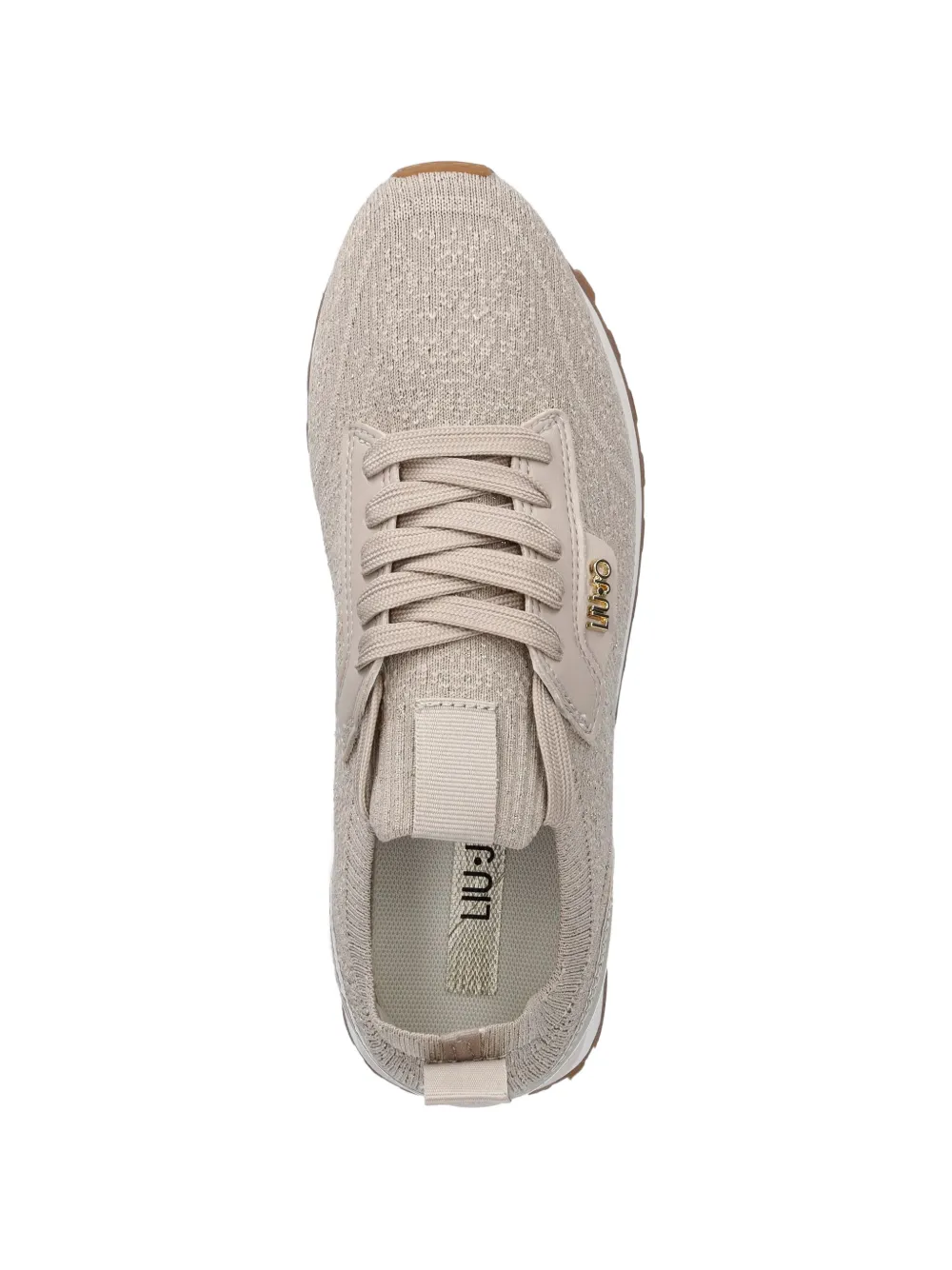 LIU JO glitter-effect metallic-panel sneakers Beige