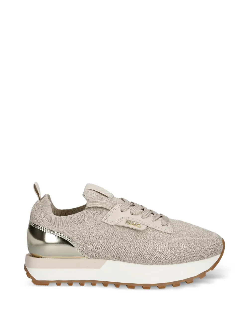LIU JO glitter-effect metallic-panel sneakers Beige
