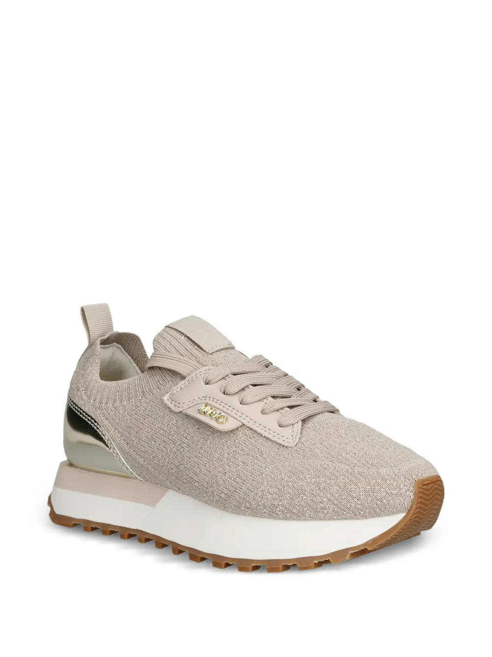 LIU JO glitter-effect metallic-panel sneakers Beige