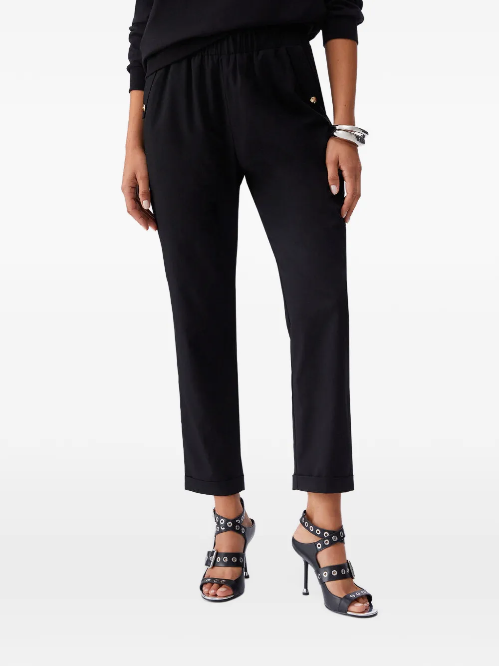LIU JO Slim-fit broek met omgeslagen pijpen Zwart