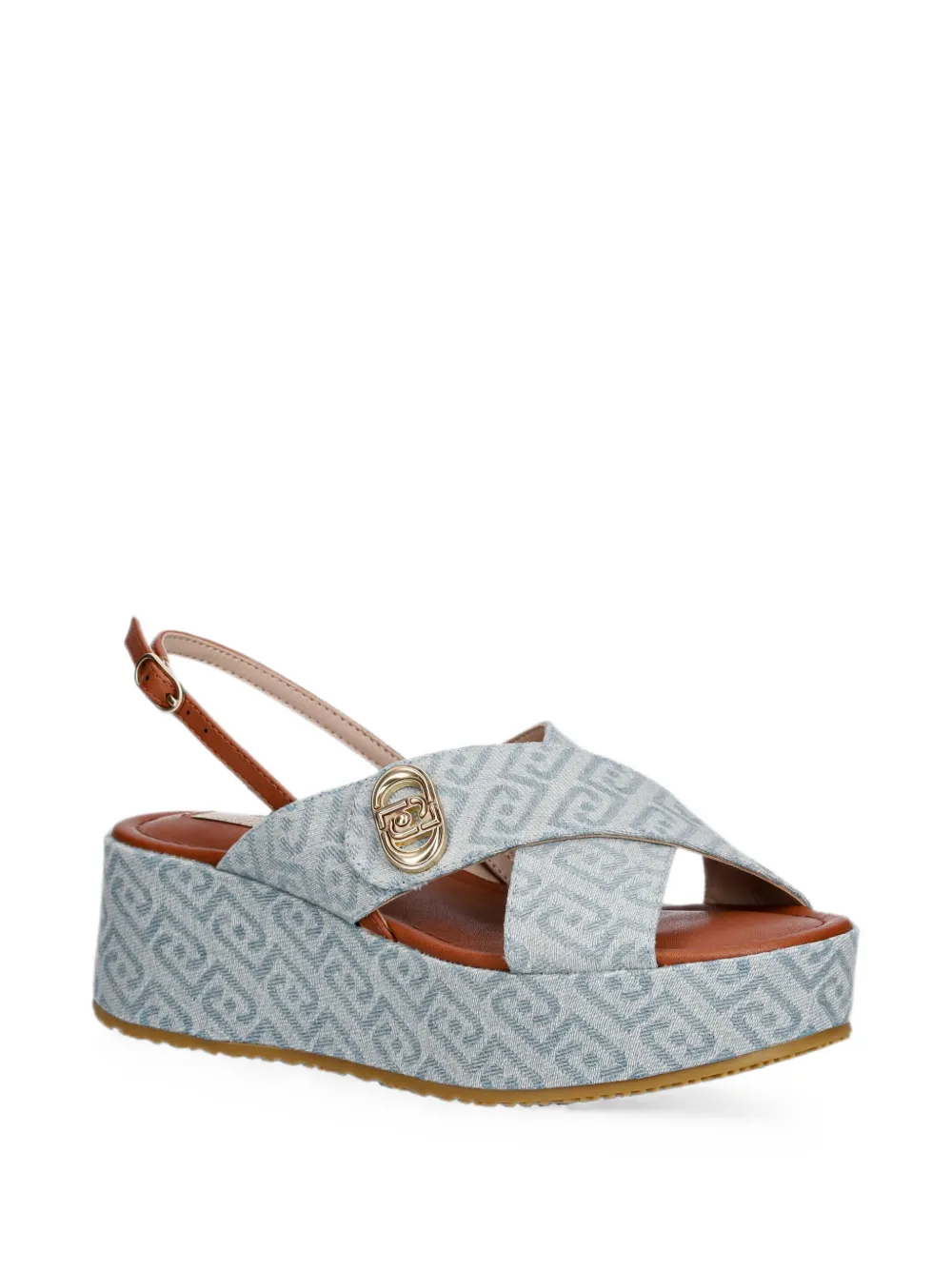 LIU JO monogram-pattern platform sandals Blauw