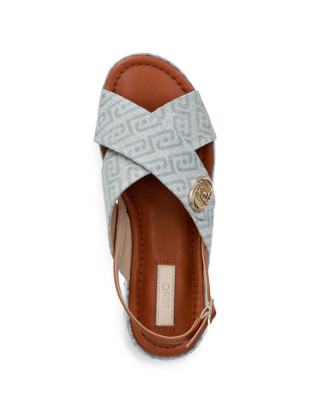 LIU JO monogram-pattern platform sandals Blauw
