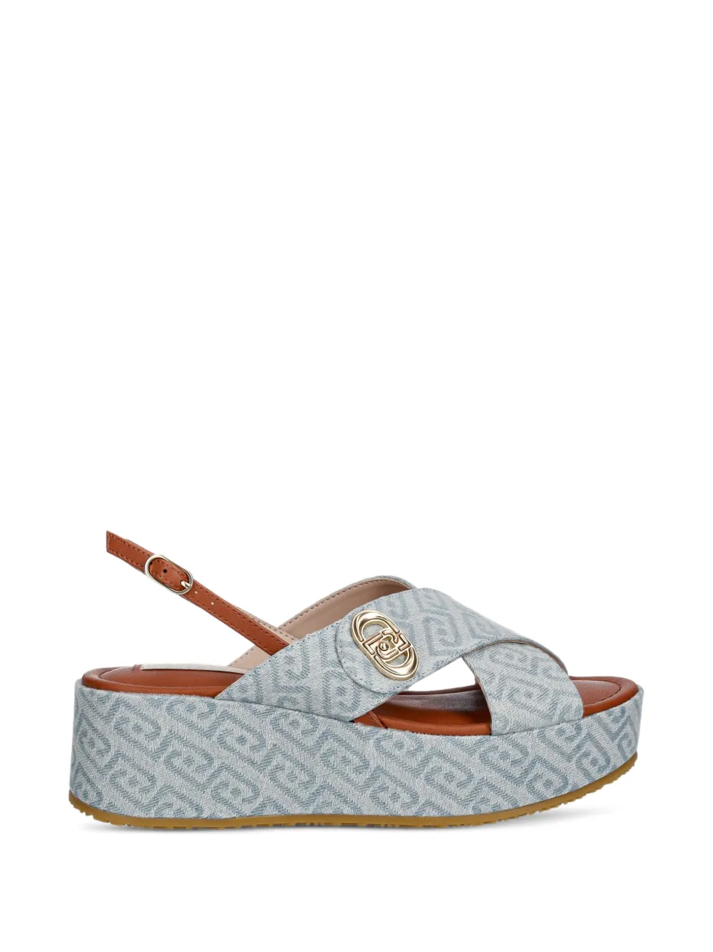 LIU JO monogram-pattern platform sandals Blauw