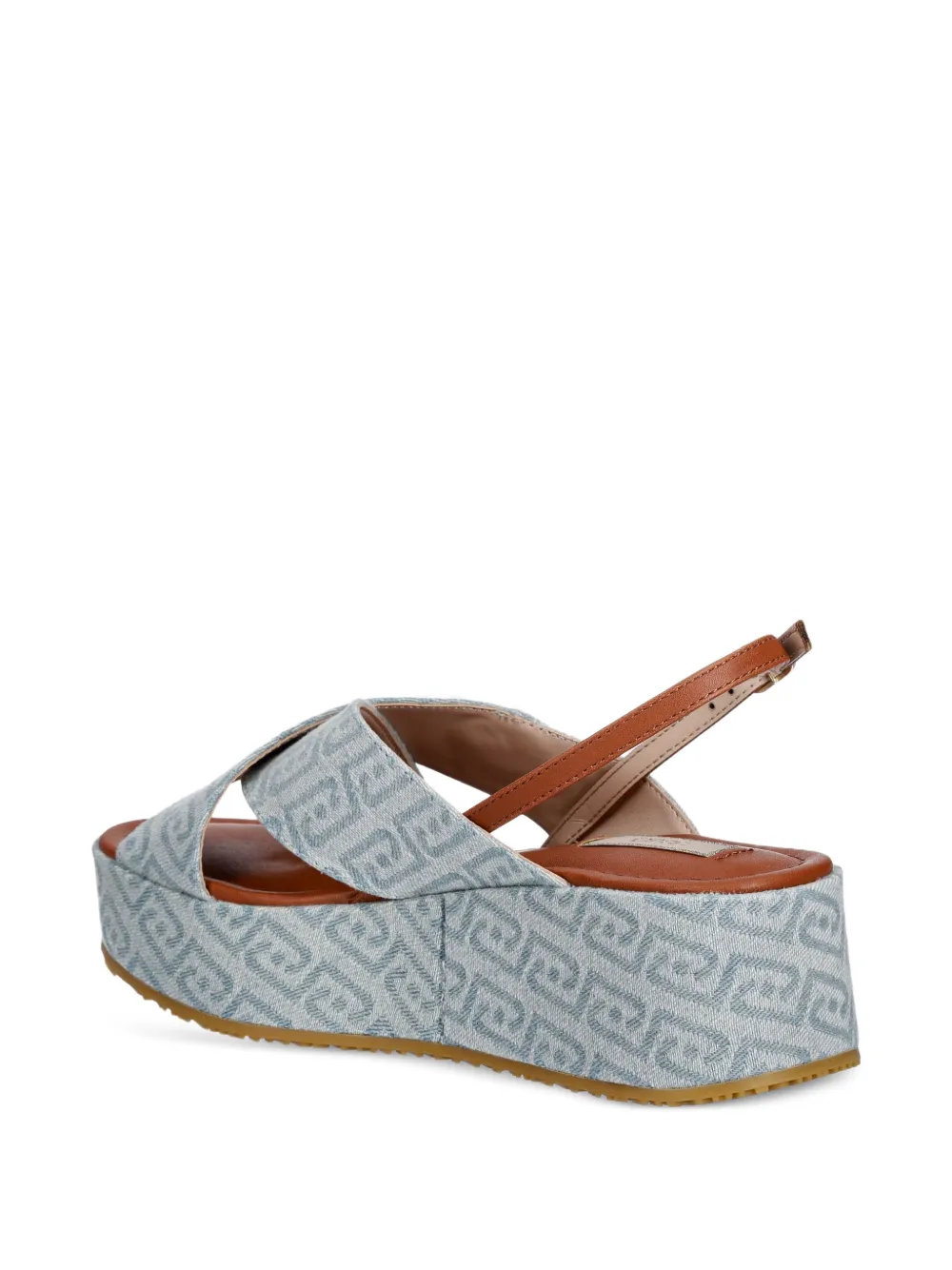 LIU JO monogram-pattern platform sandals Blauw