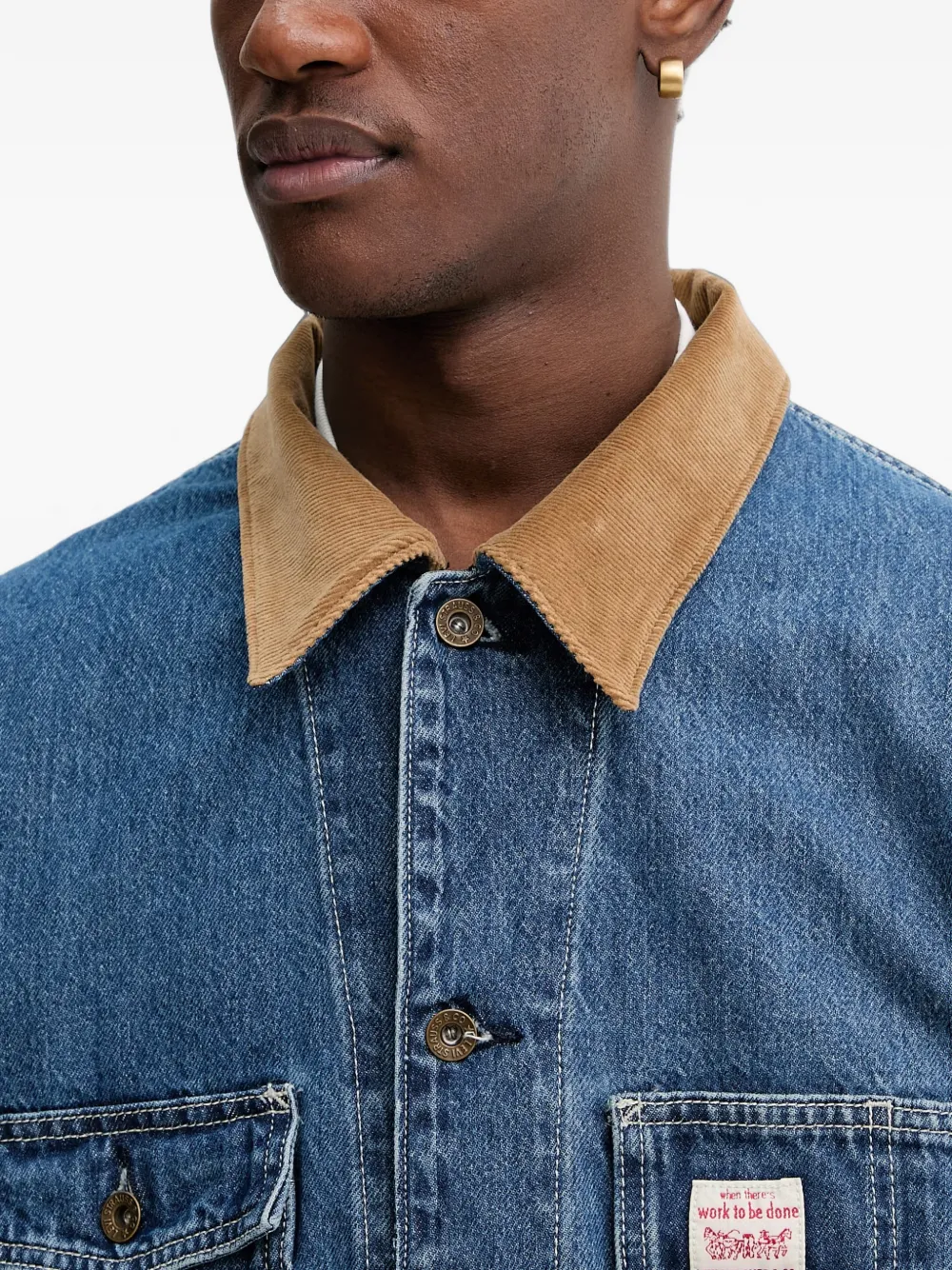 Levi's Updated to Broadway x Workwear denim jack met ribfluwelen kraag Blauw