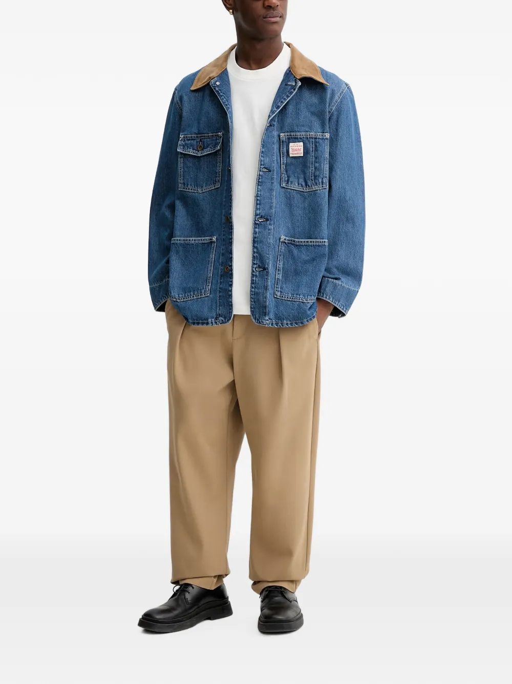 Levi's Updated to Broadway x Workwear denim jack met ribfluwelen kraag Blauw