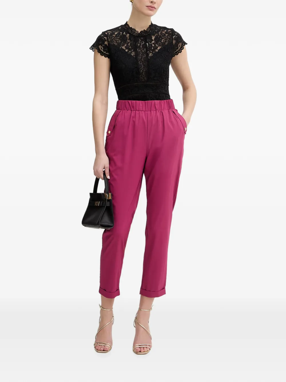 LIU JO Broek met knoopdetail Roze
