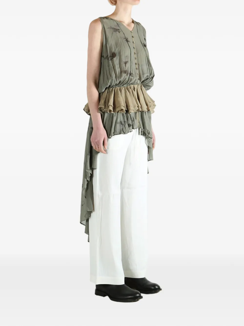 Mutedance Layered Asymmetric Top - Green 
