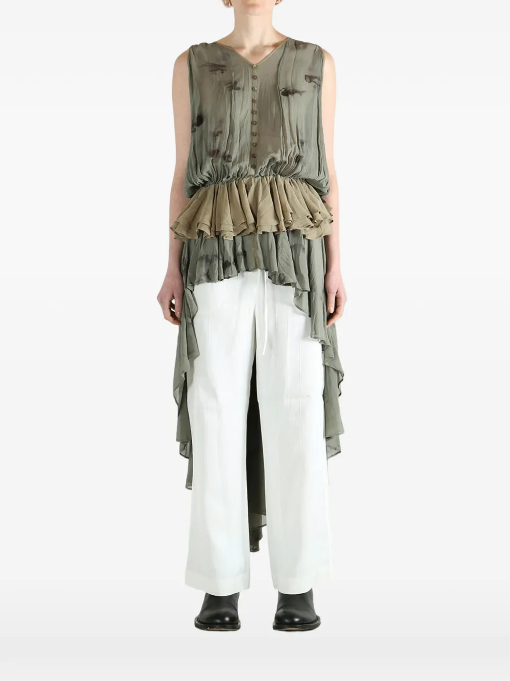  Mutedance Layered Asymmetric Top - Green 