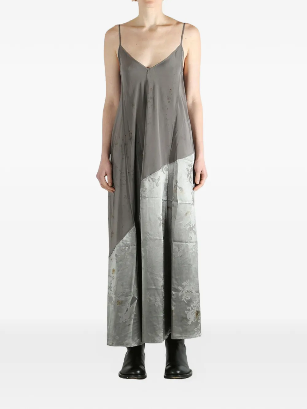  Mutedance Floral-jacquard Maxi Dress - Grey 