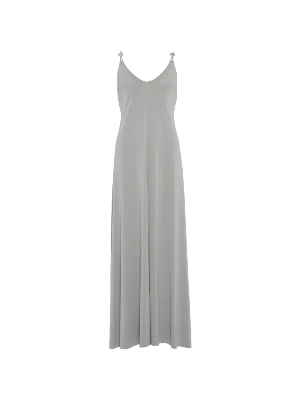 Eres Sculptural Bead-embellished Maxi Dress in Grey
