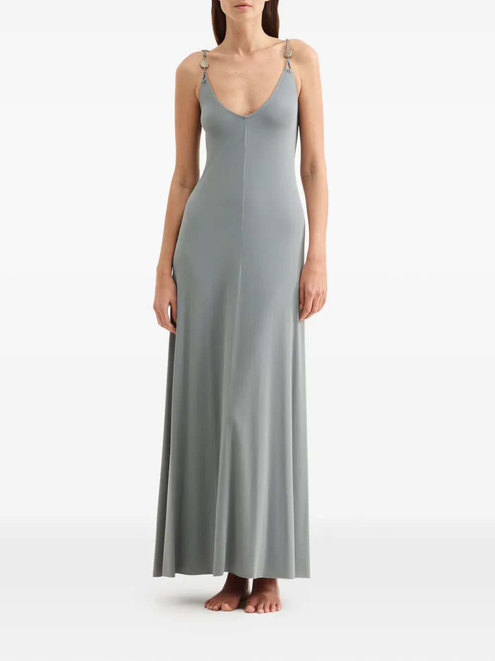 ERES Sculptural Bead-embellished Maxi Dress in Grey, view 2