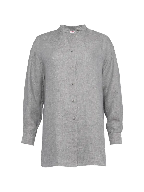 Eres Exact Band-collar Shirt in Grey