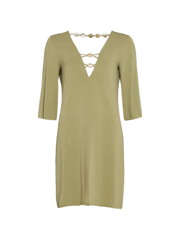 Eres Fabuleuse Beade-detail Mini Dress in Green