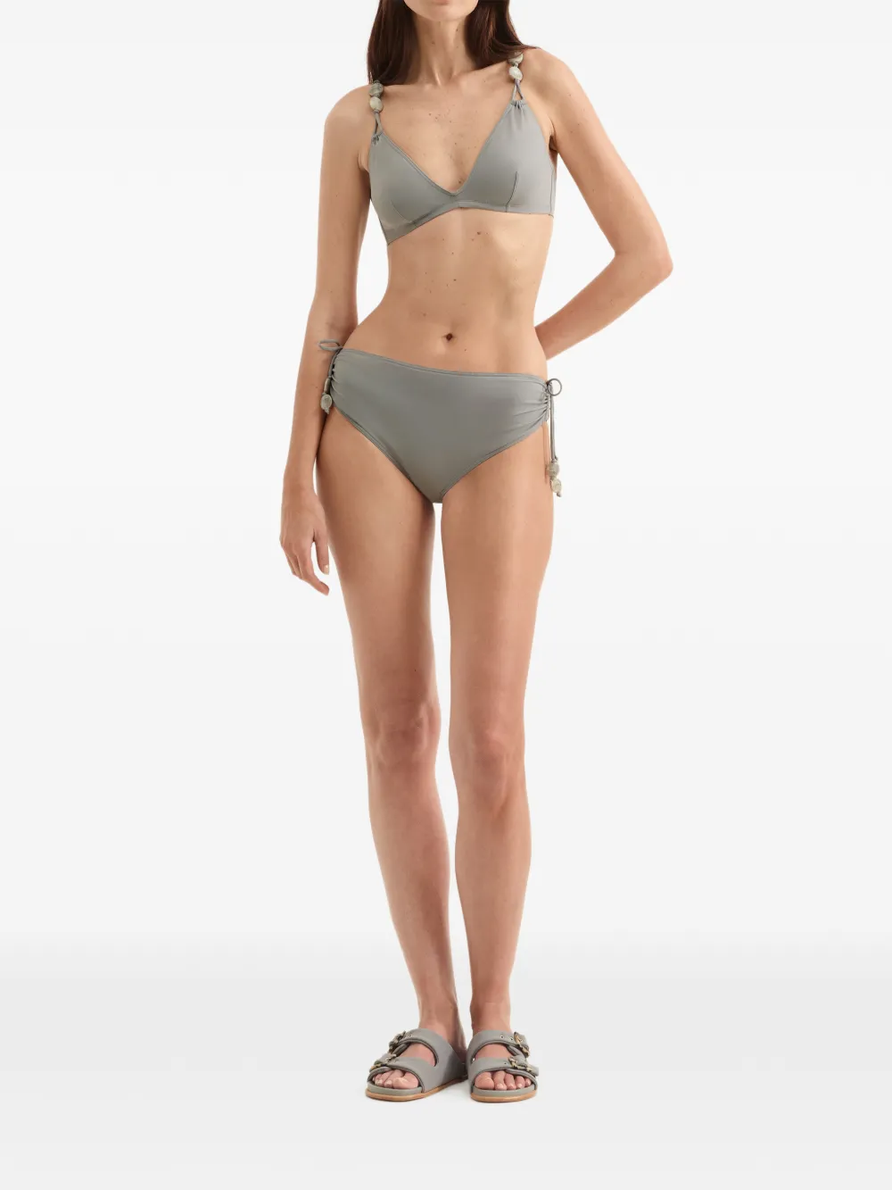 ERES Christie bikinislip verfraaid met kralen en ruches Grijs