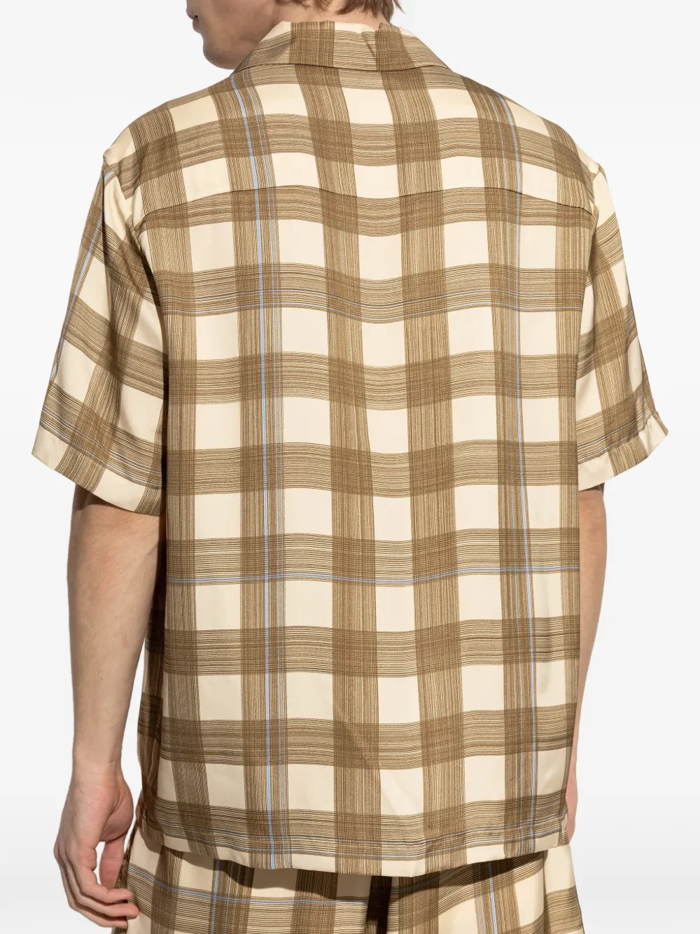 Jil Sander Geruit overhemd met korte mouwen Beige