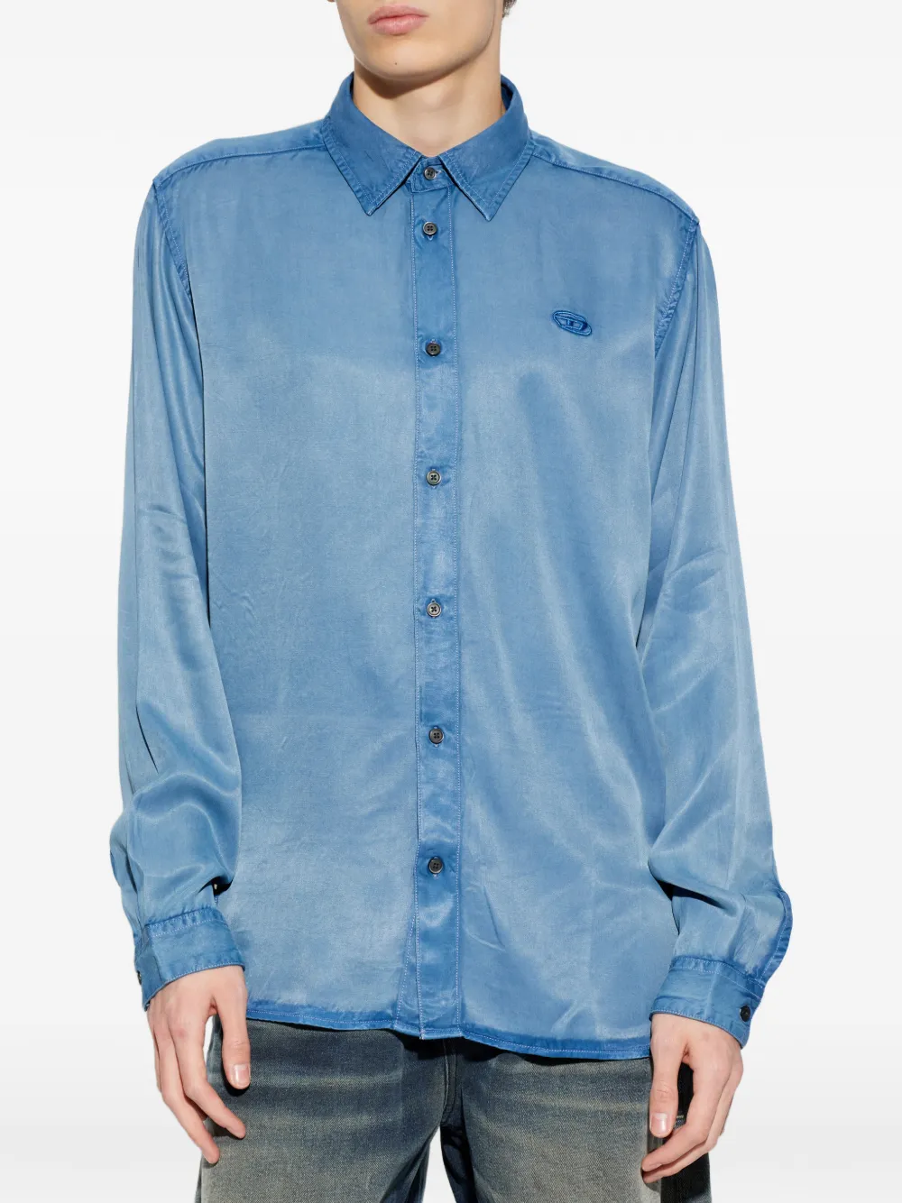 Diesel S-Holg overhemd met logodetail Blauw