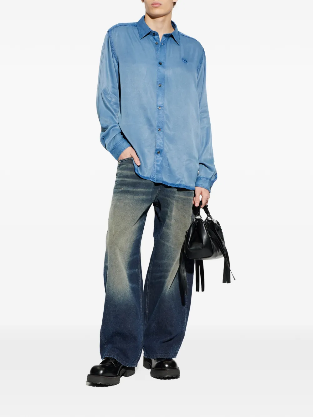 Diesel S-Holg overhemd met logodetail Blauw