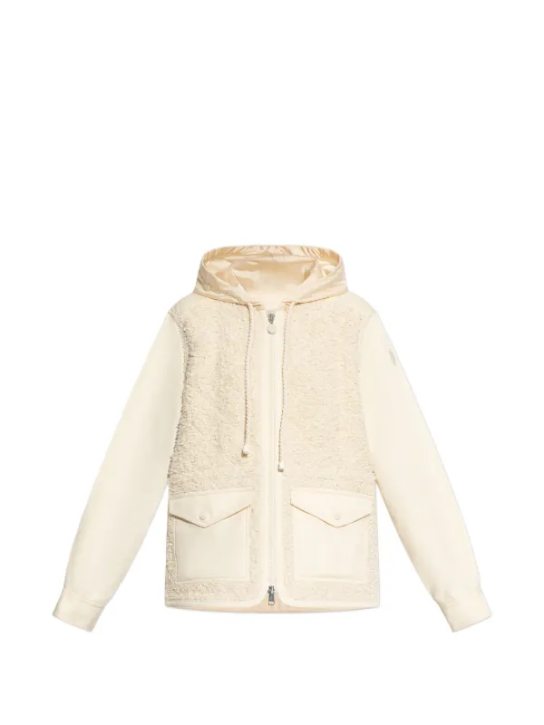 Moncler Erable Bouclé Hooded Jacket in Neutrals