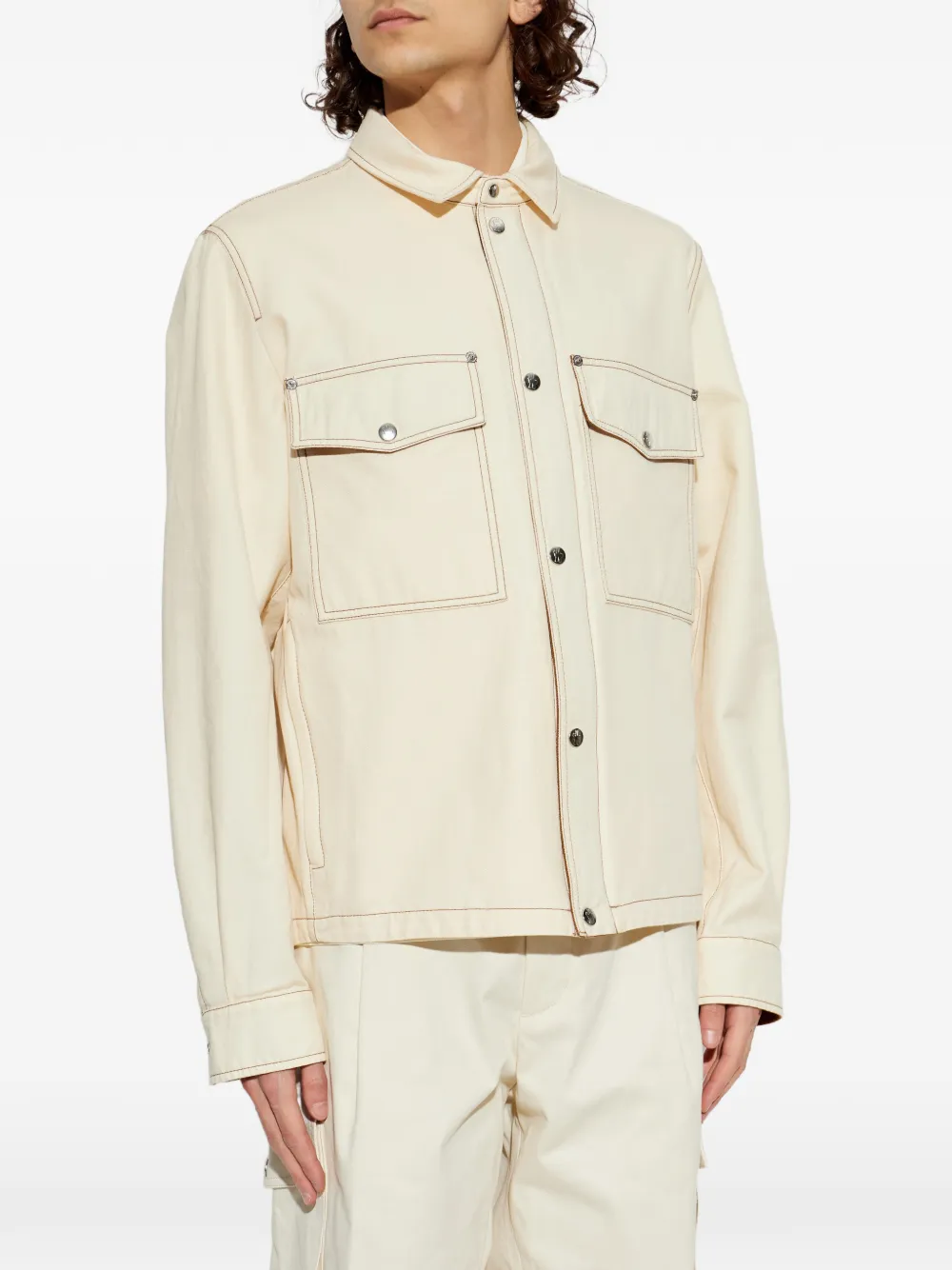  Moncler Patch-pocket Buttoned Jacket - Neutrals 