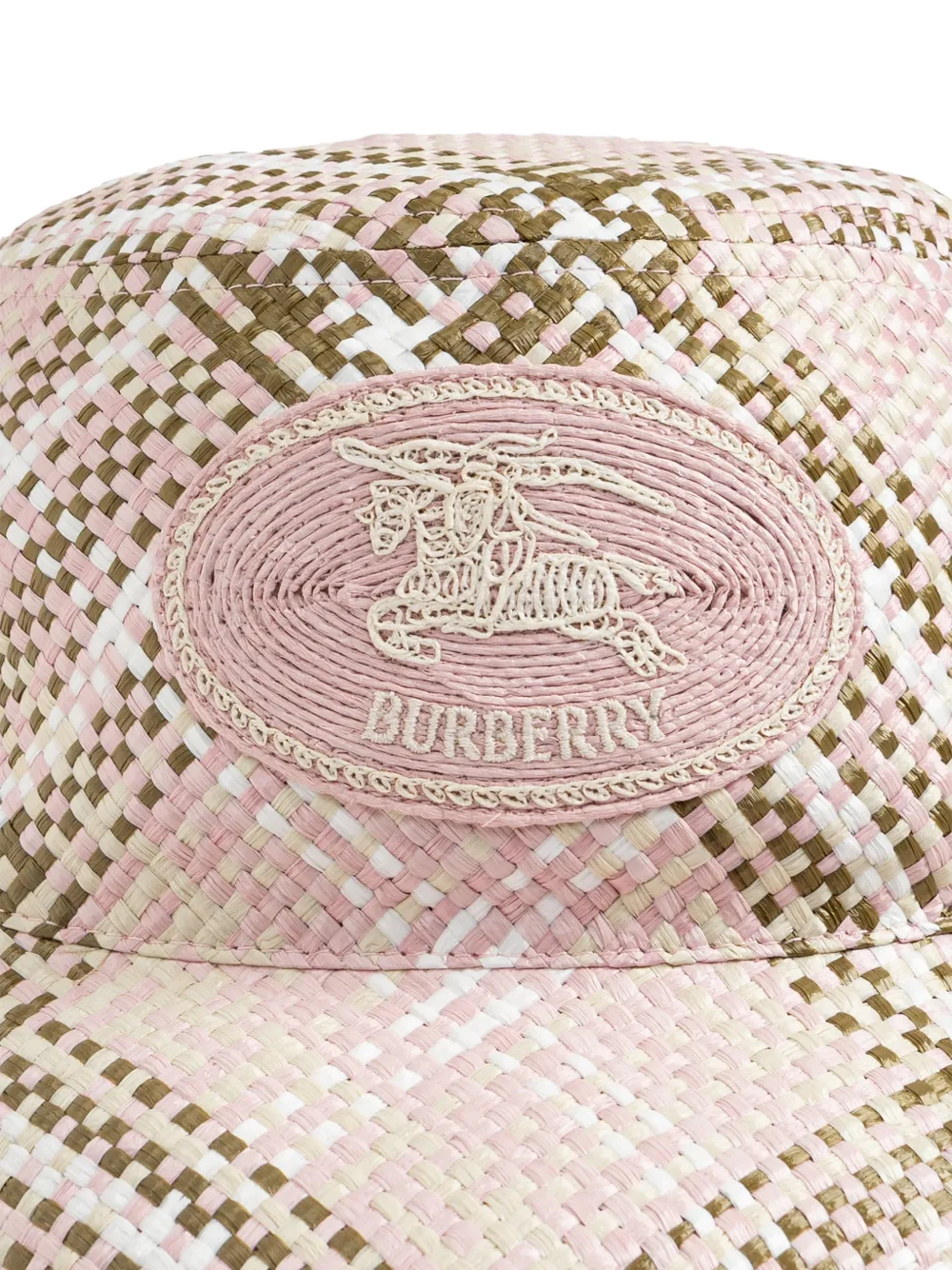 Burberry Knight Stamp raffia-effect Bucket Hat | Pink | FARFETCH