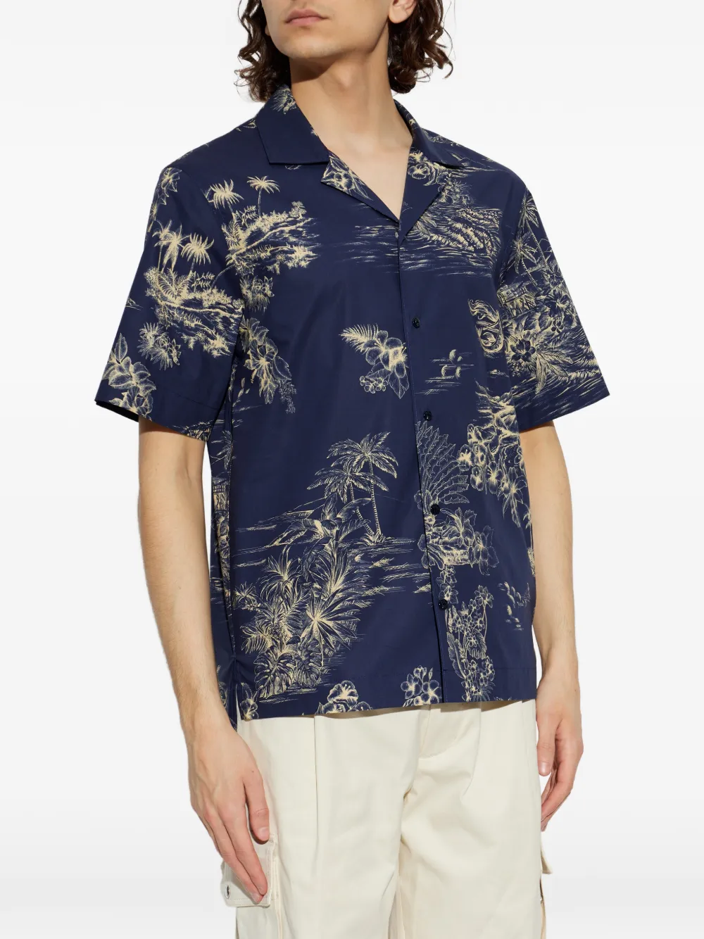  Moncler Island-print Shirt - Blue 