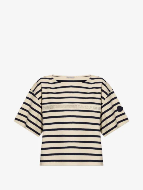 Moncler playera con rayas estampadas y logo estampado