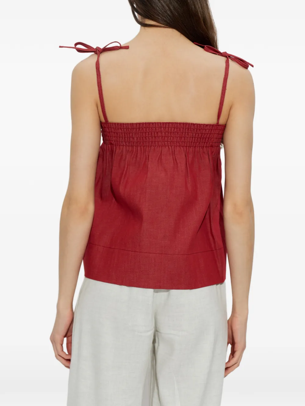 A.P.C. Gesmockte top met gestrikt bandje Rood
