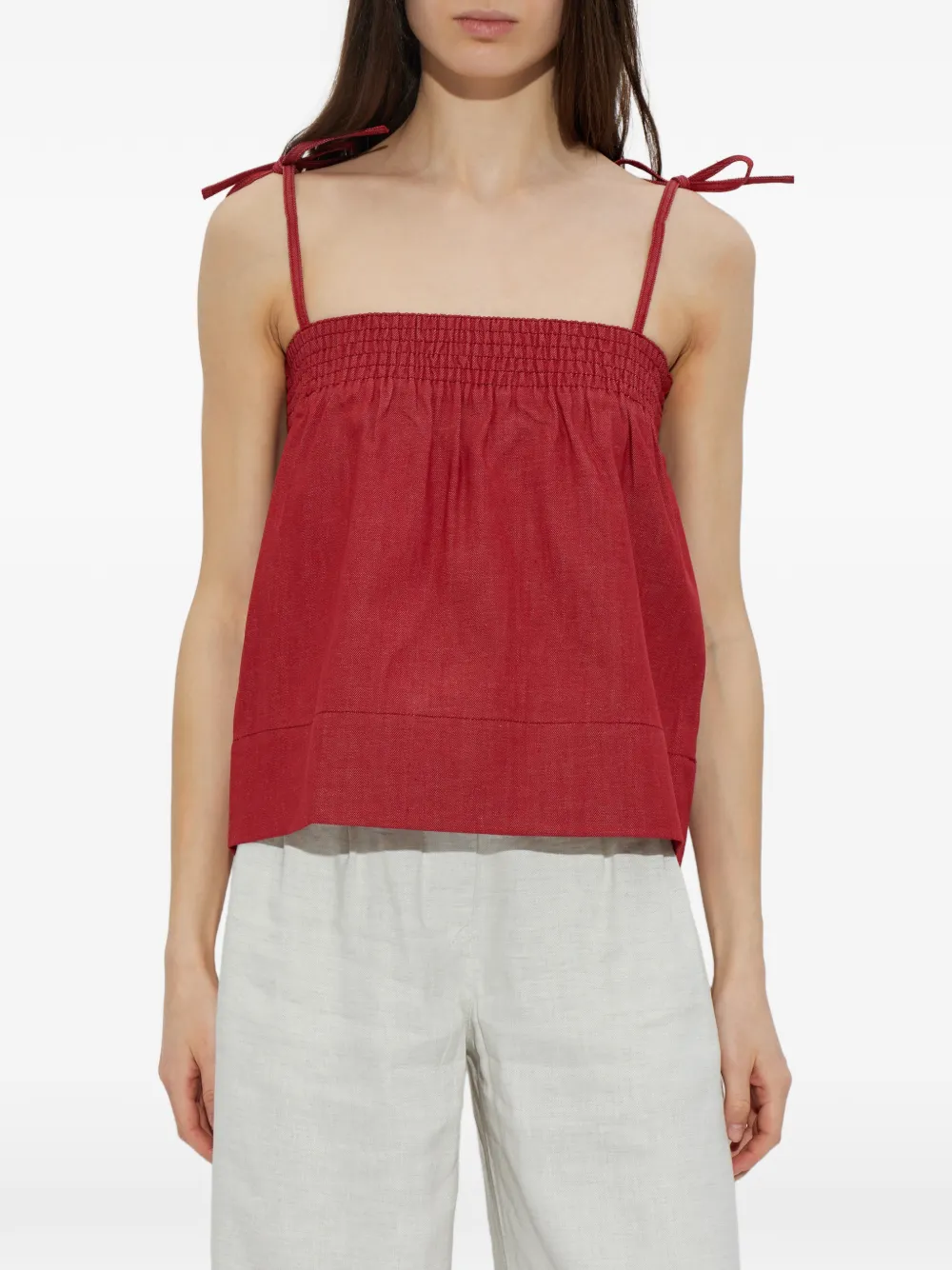  A.p.c. Tie-strap Smocked Top - Red 