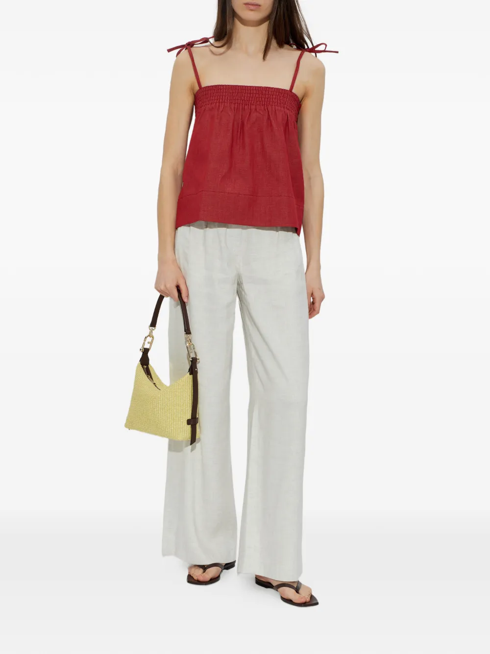  A.p.c. Tie-strap Smocked Top - Red 