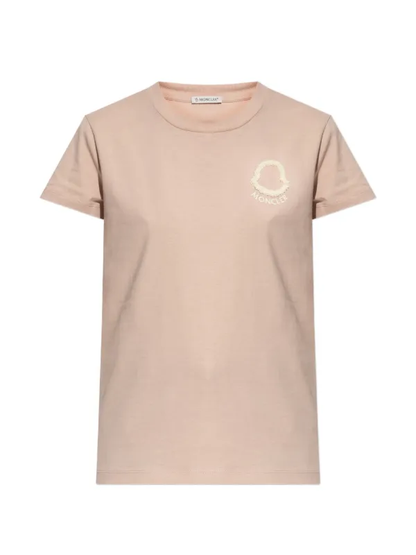 Moncler Embroidered Logo Cotton T-shirt in Pink