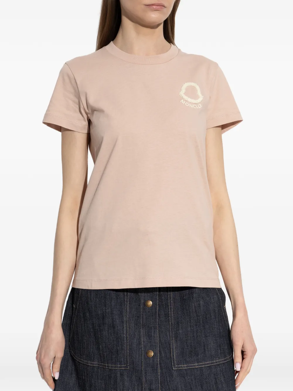 Moncler T-shirt met logo-applicatie Roze