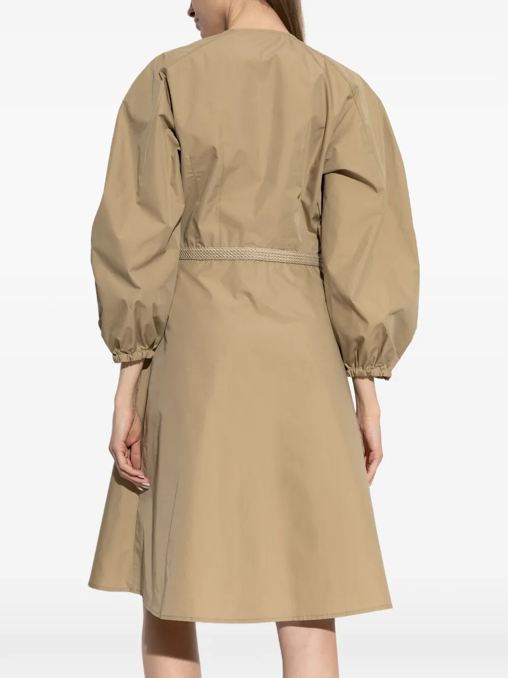 Moncler Geplooide popeline midi-jurk Beige