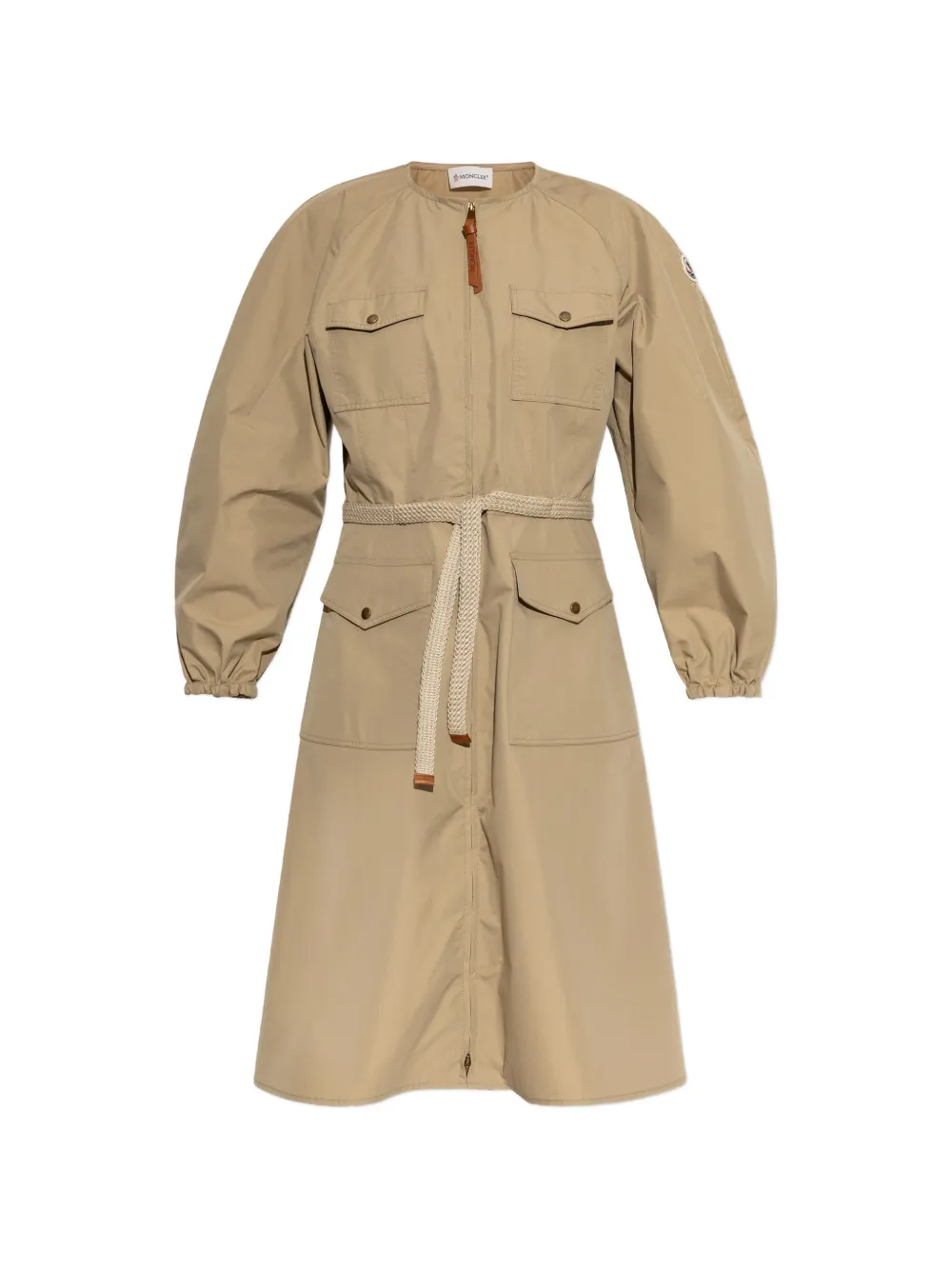 Moncler Geplooide popeline midi-jurk Beige