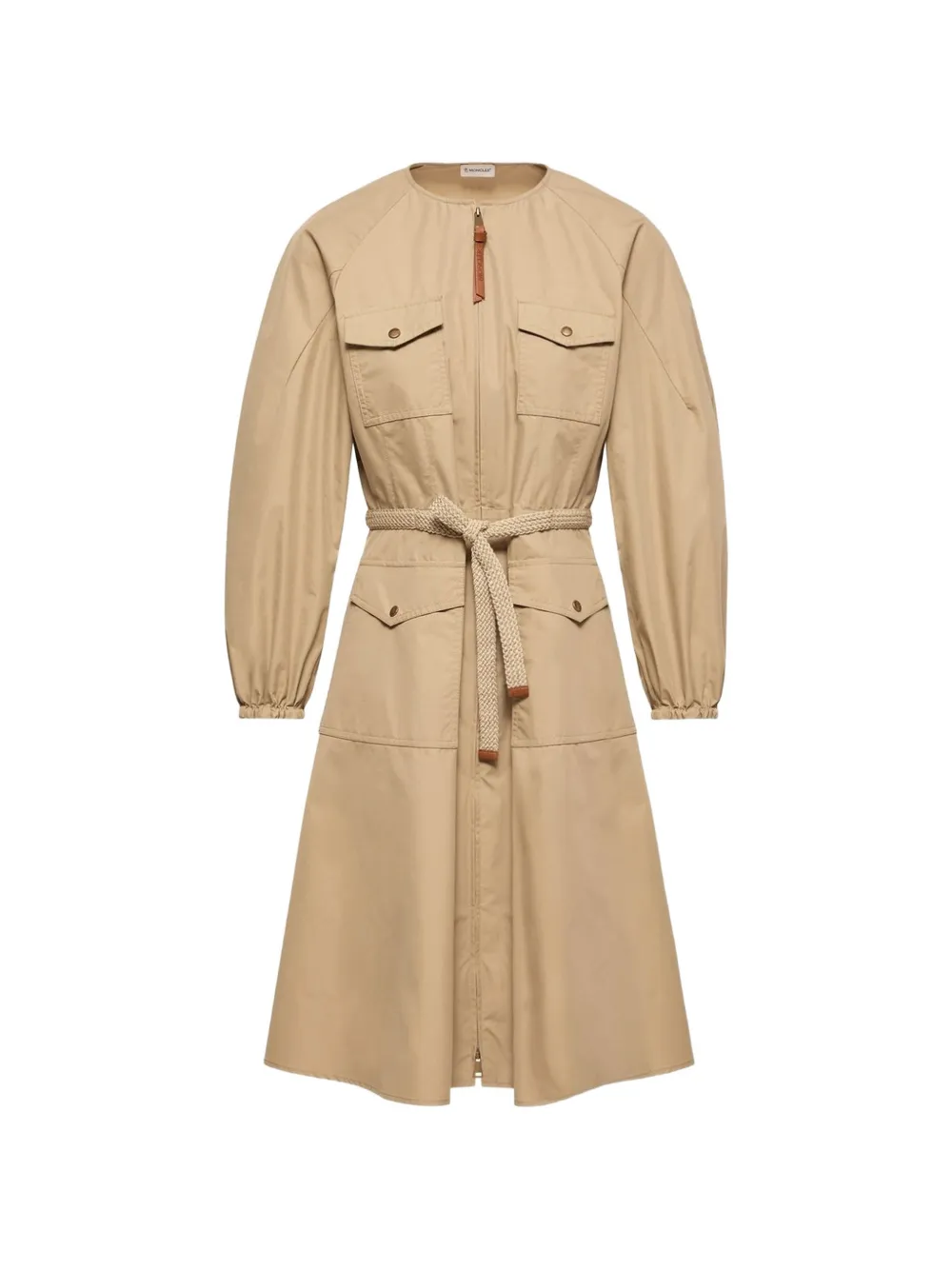 Moncler Geplooide popeline midi-jurk Beige