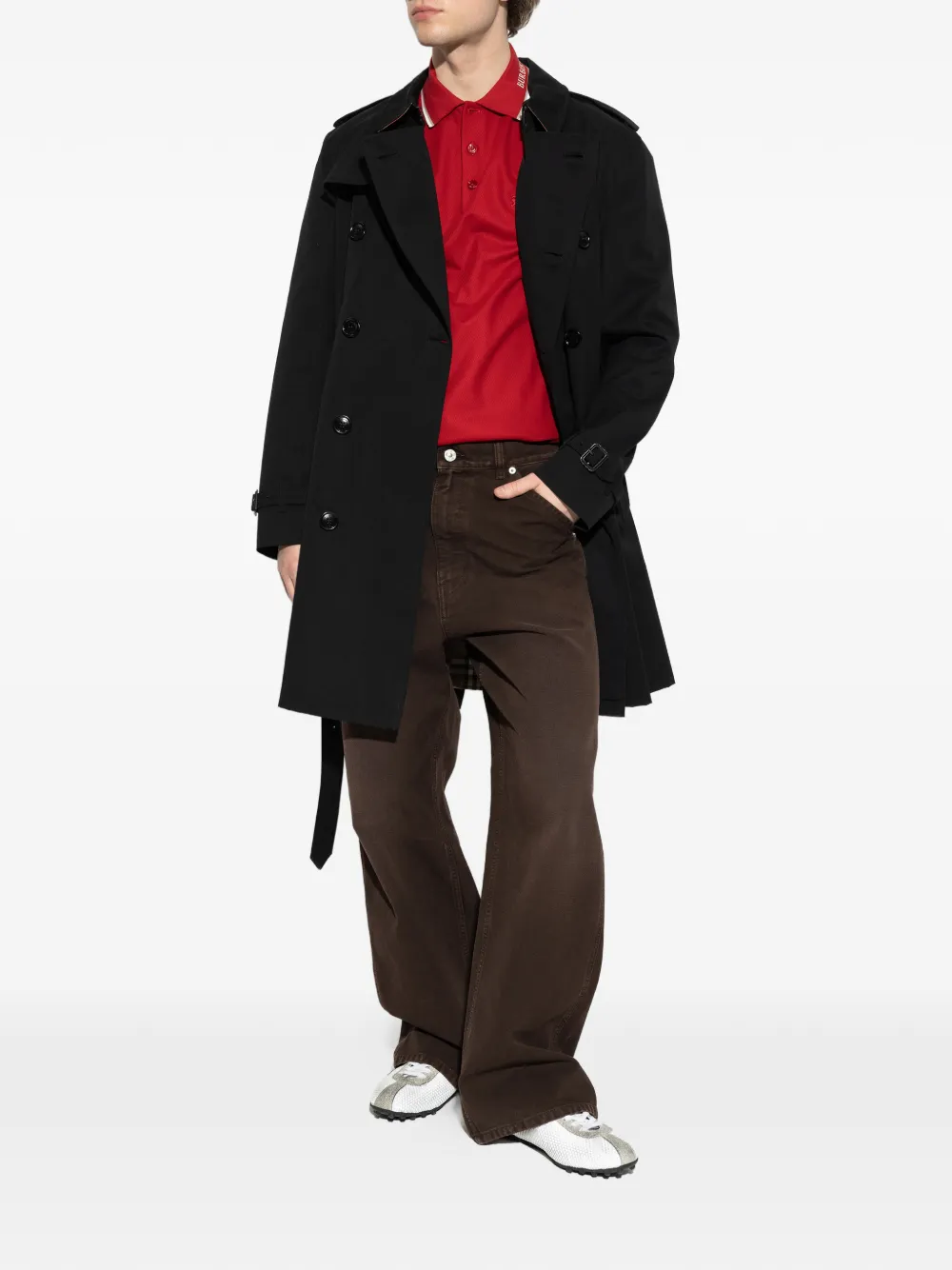 Burberry Poloshirt met geborduurd logo en afwerking Rood