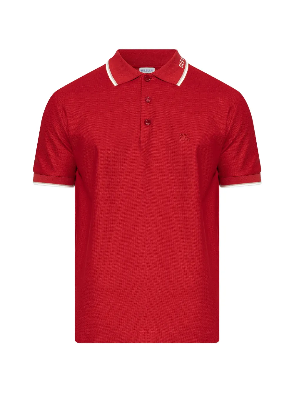 Burberry logo-embroidered trim-detail polo shirt - Rosso