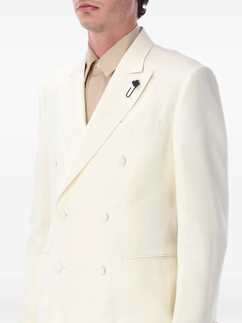  Lardini Double-breasted Jacket - White 
