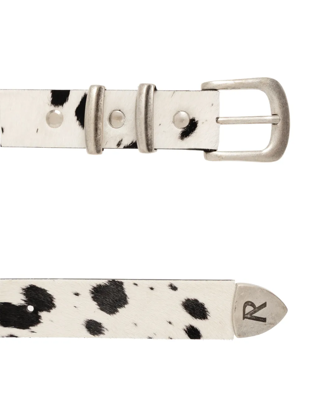  Represent Cow Print Buckle Belt - White 