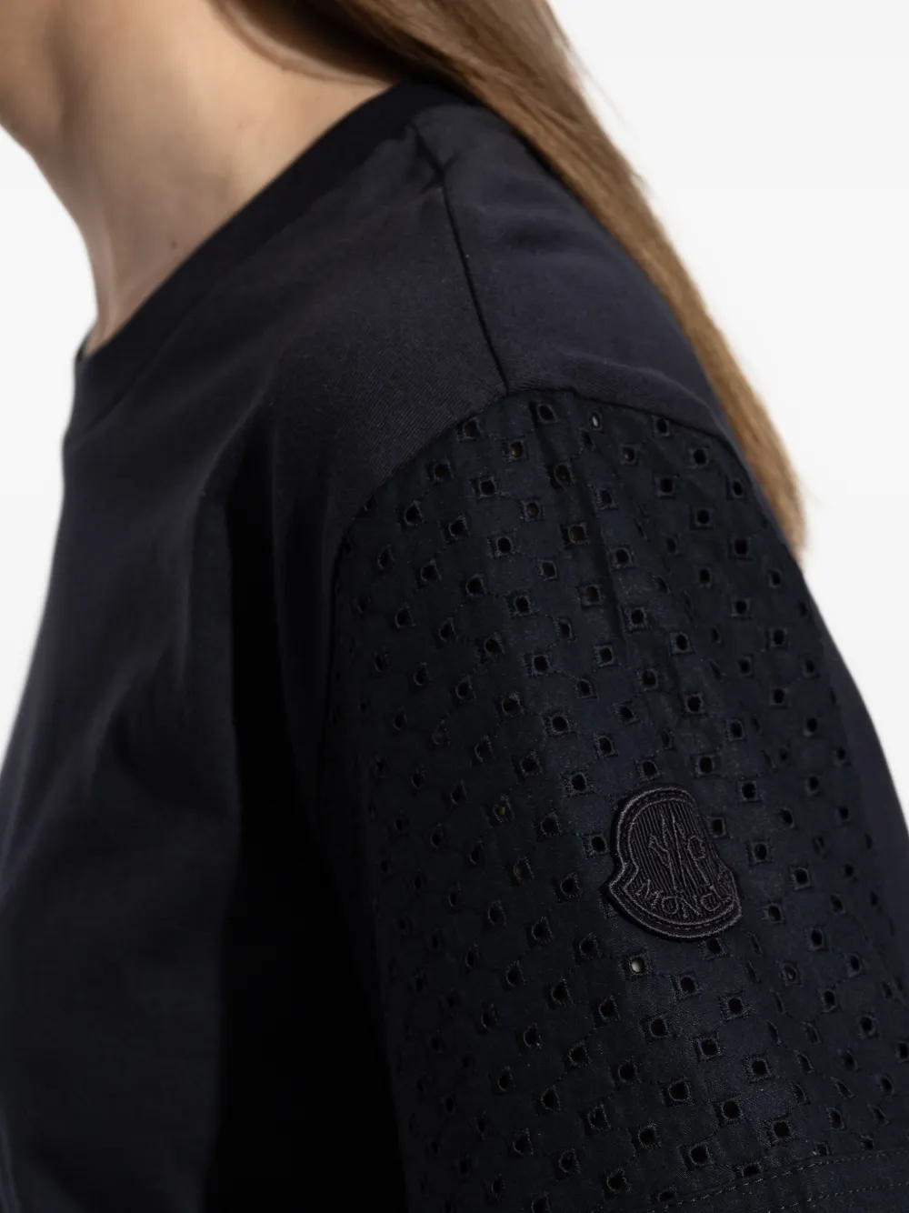 Moncler Geperforeerd T-shirt met pofmouwen Blauw