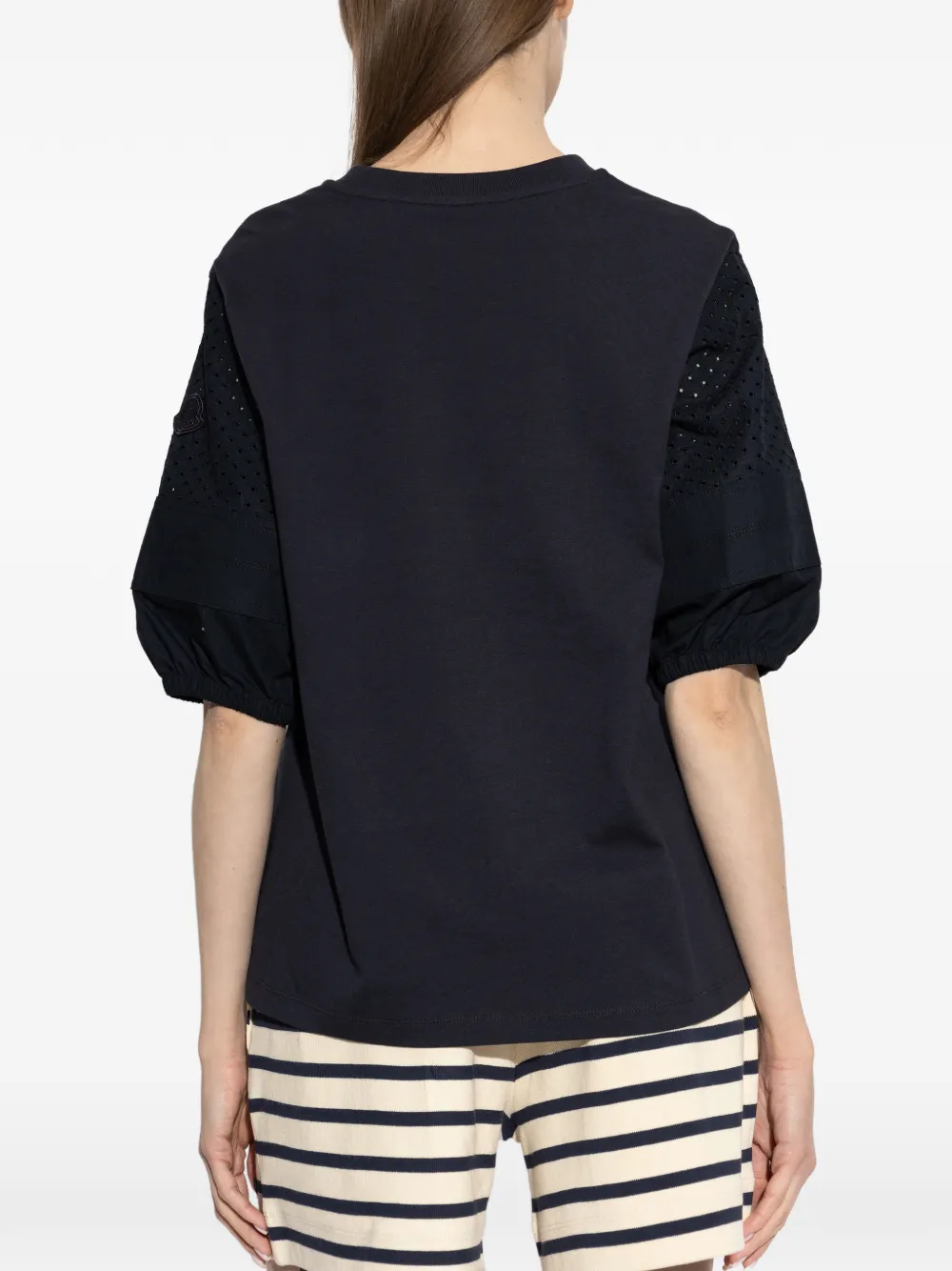 Moncler Geperforeerd T-shirt met pofmouwen Blauw