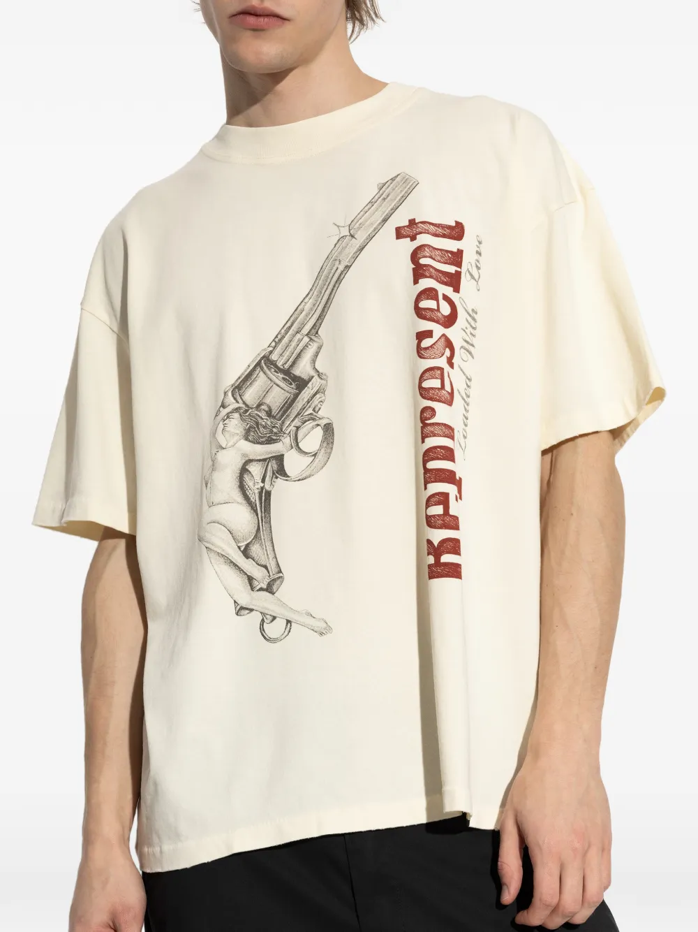 Represent T-shirt met print Beige