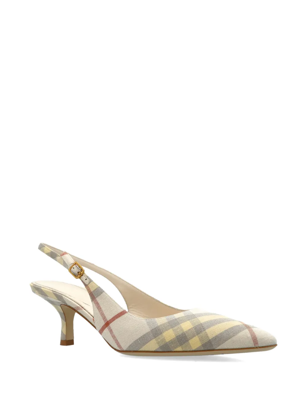 Burberry Geruite slingback pumps met hak Beige