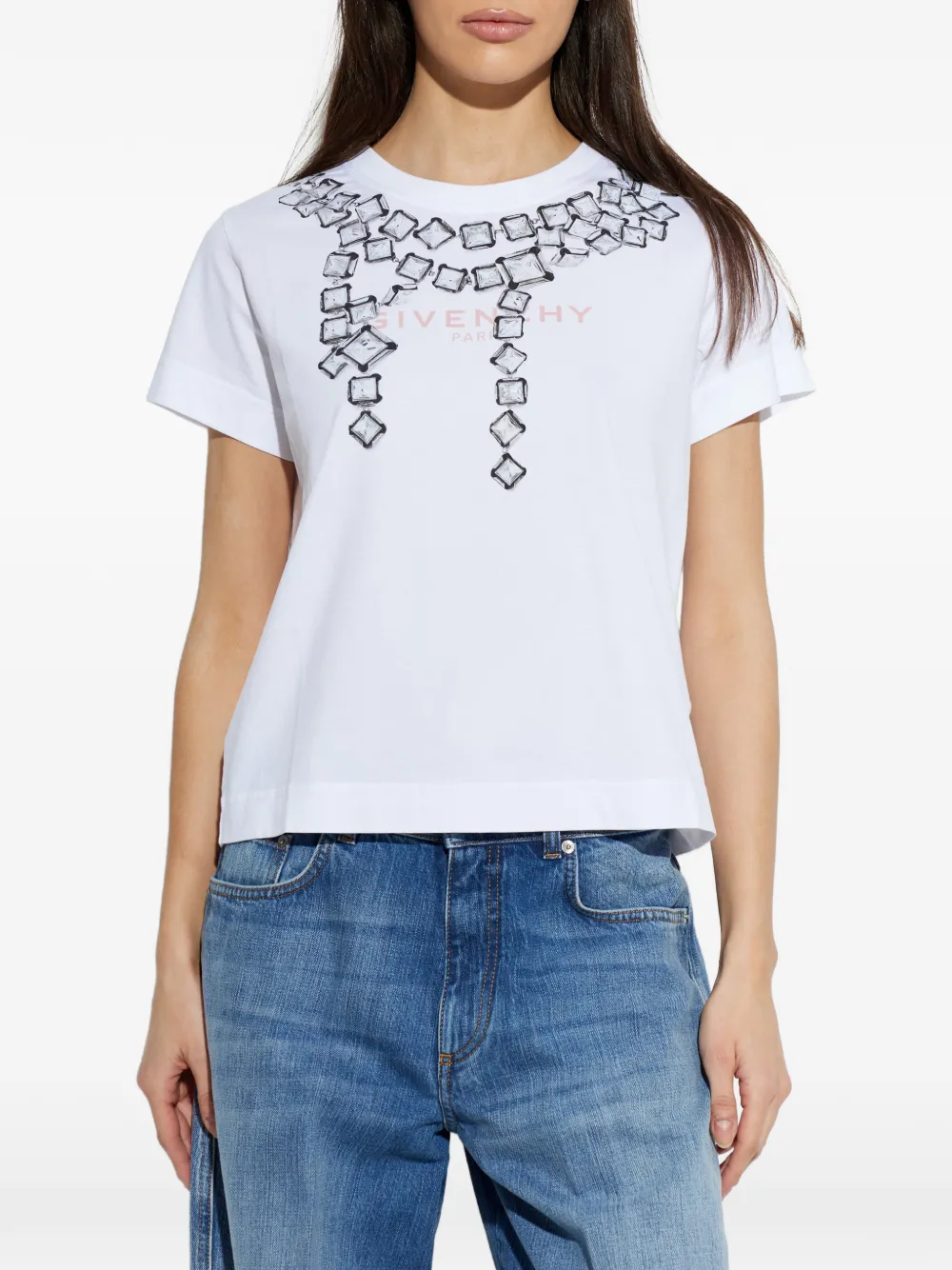 Givenchy Gedeconstrueerd T-shirt met kristalprint Wit
