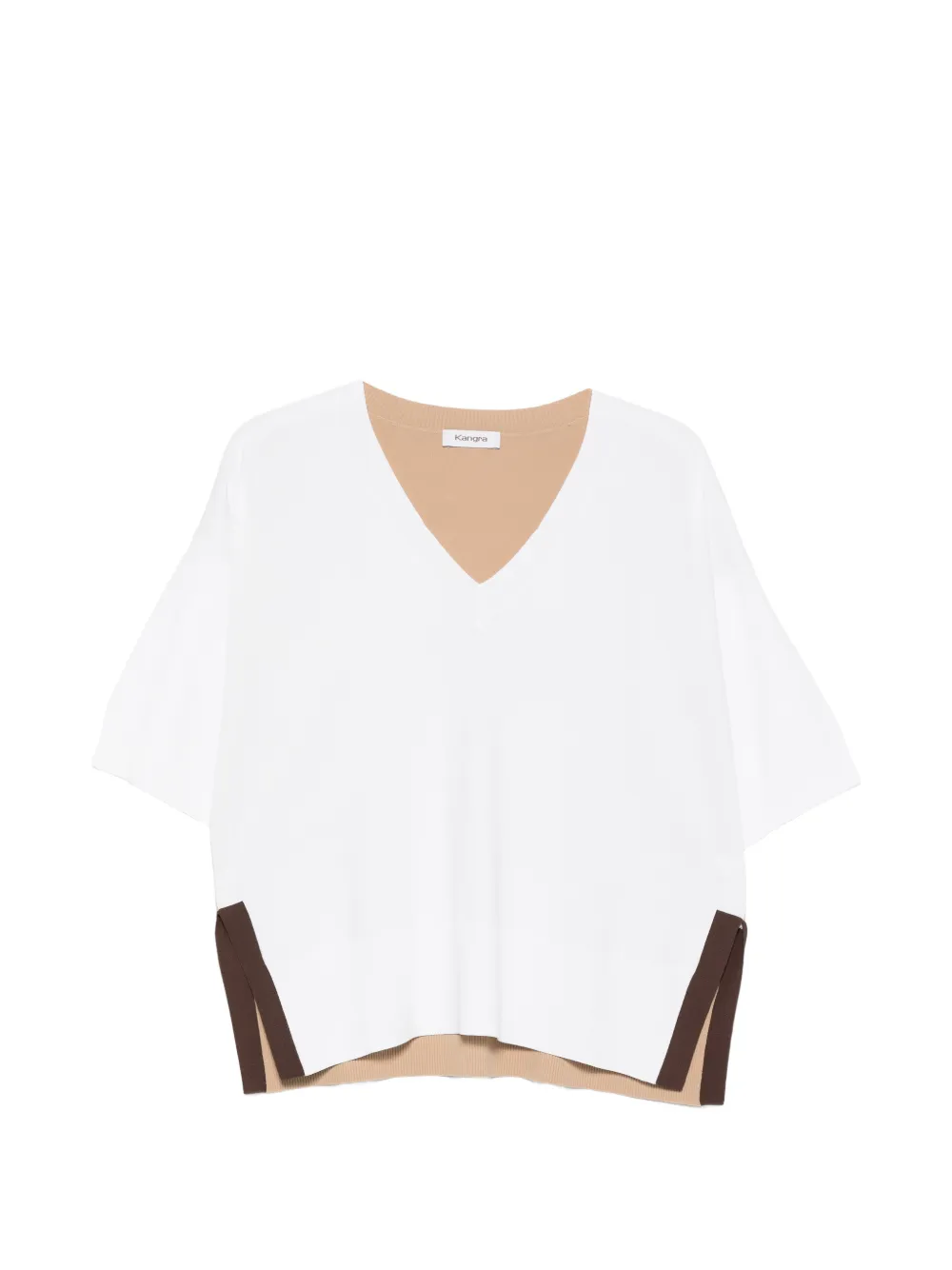 Kangra V-neck colour-block T-shirt - Bianco