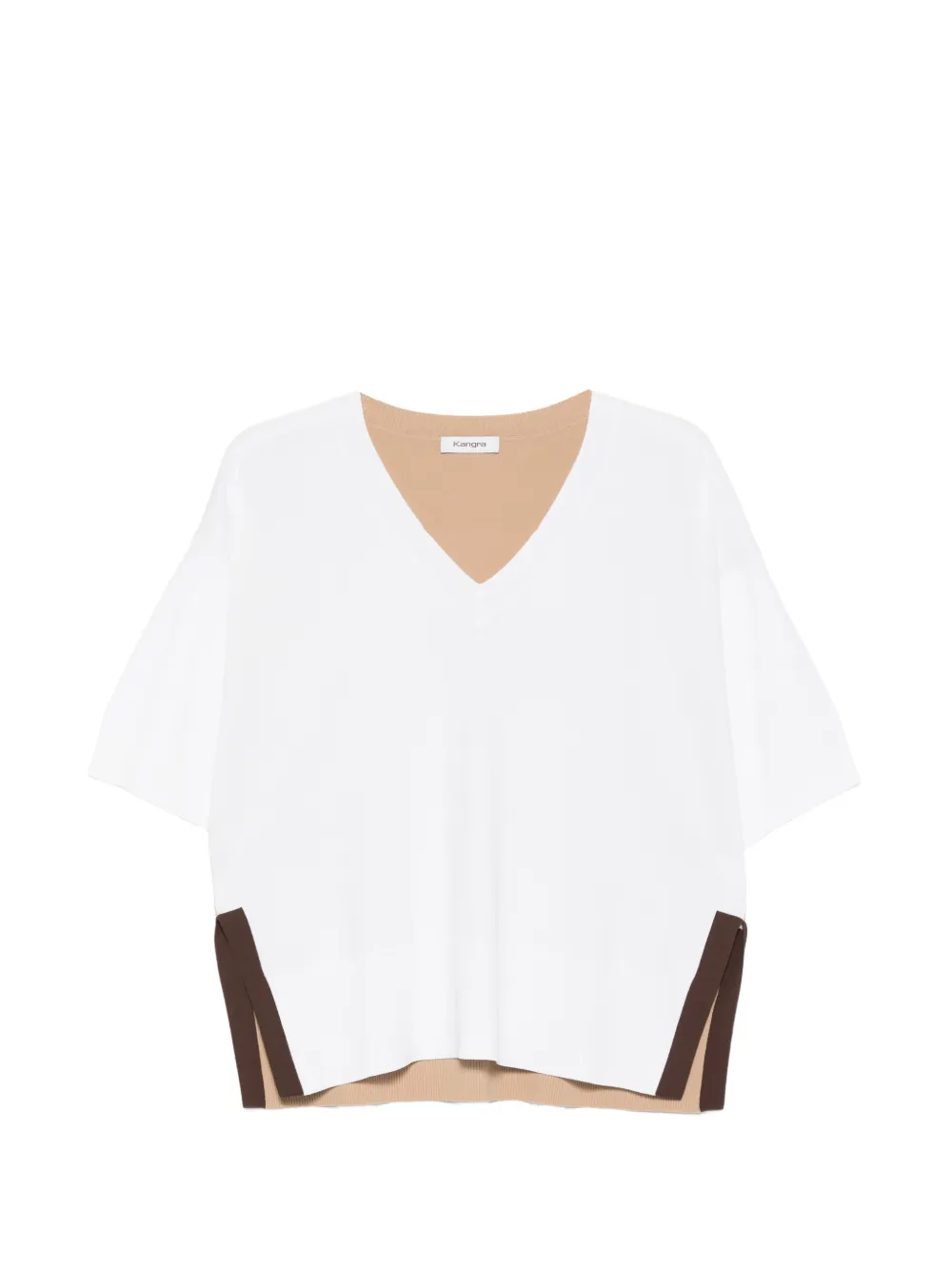 Kangra V-neck colour-block T-shirt - Bianco