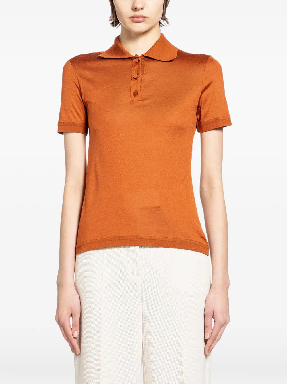 Max Mara short-sleeve silk polo shirt - Orange