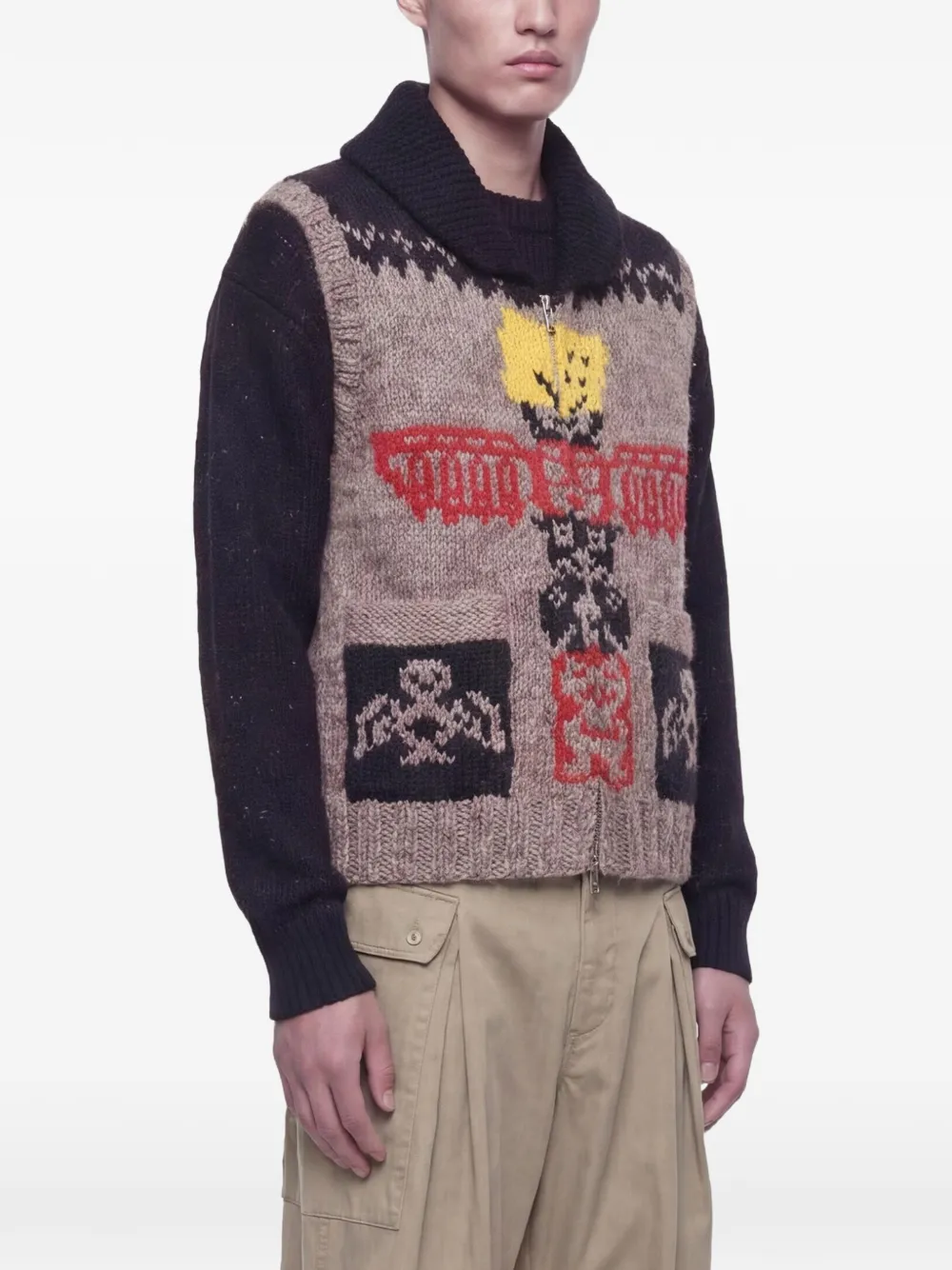 KAPITAL knit totem pole zip vest | Waistcoats & Gilets | Image 2