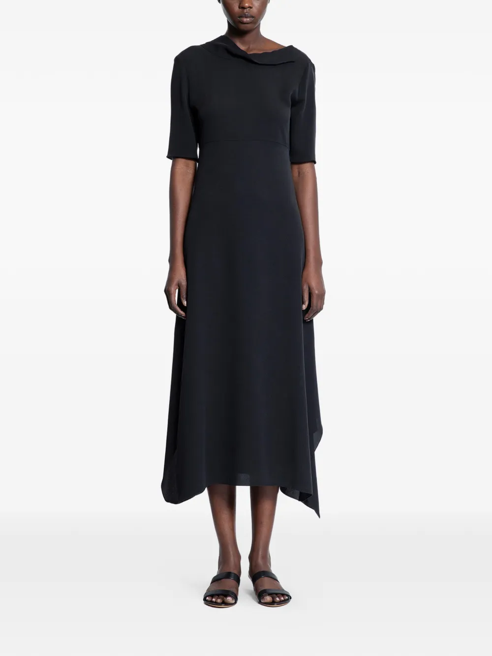 The Row Faded cowl midi dress - Nero