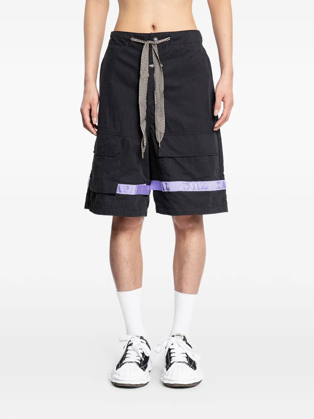 Kapital Cargo Ribbon Shorts In Black